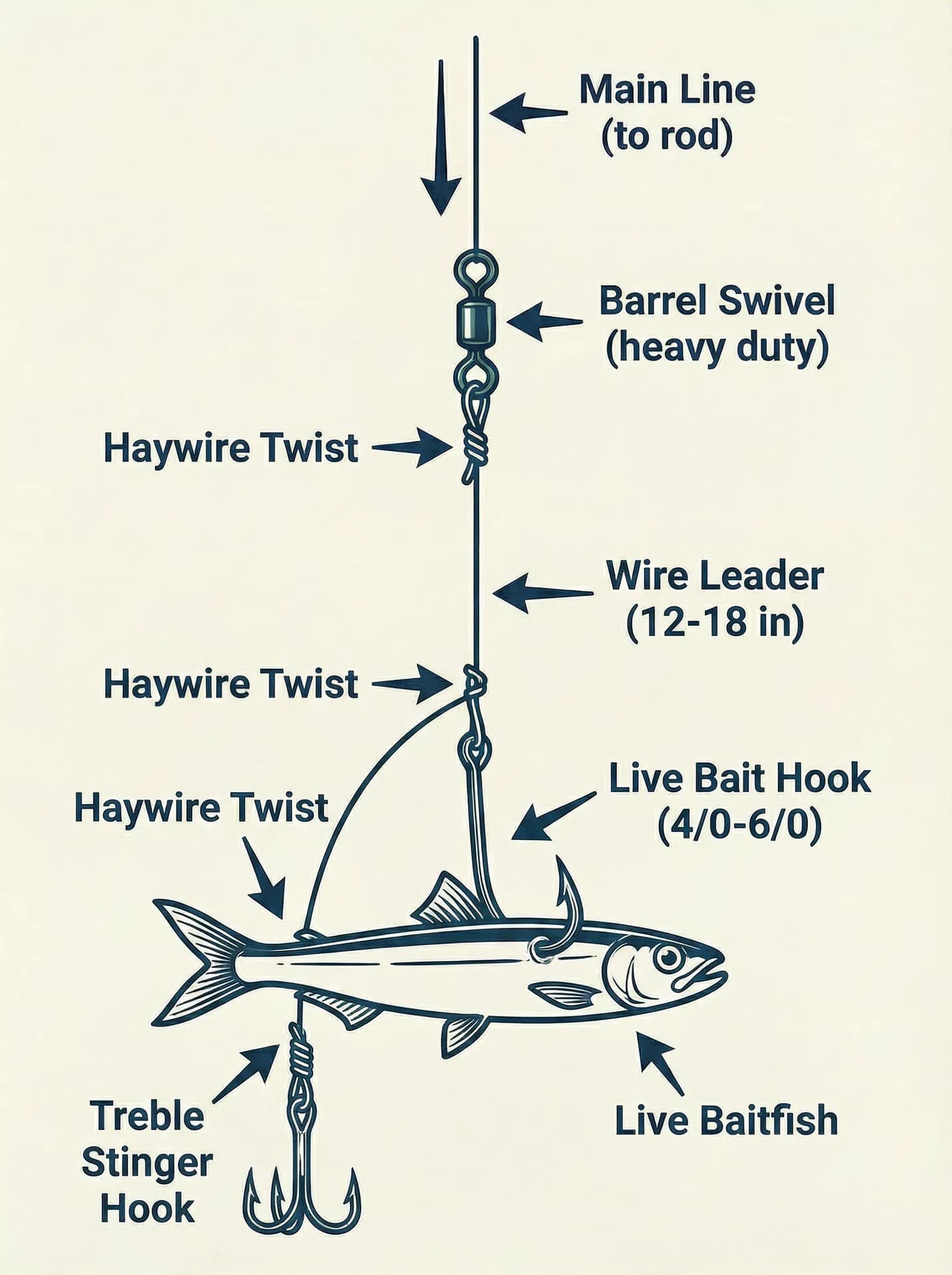 Diagram of the King Mackerel Rig (Stinger Rig)